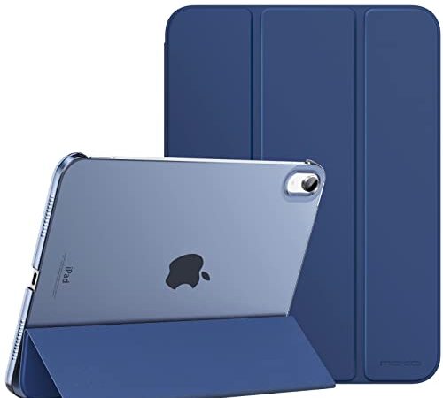 MoKo Funda para iPad 10ª Generación 2022 10,9 Pulgadas, Carcasa Trasera Translúcida Delgada de PC Soporte Plegable Cubierta con Auto Activación/Reposo para iPad 10ª Gen 10,9" 2022, Azul Marino