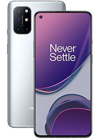 OnePlus 8T 5G - Smartphone FHD de 6.55 "120 Hz + pantalla fluida, 8 GB de RAM + 128 GB de espacio de almacenamiento, cámara cuádruple, carga Warp de 65 W, SIM dual, 5G, Plata (Lunar Silver)