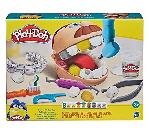 Play-Doh Juguete El Dentista Bromista Niños a Partir 3 años con 8 Botes, No Tóxico, Colores Surtidos