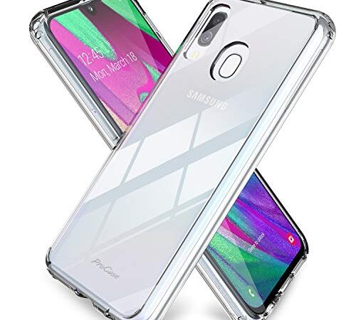 ProCase Funda Transparente Samsung Galaxy A40 2019, Carcasa Ultra Fina Híbrida [Reverso PC Duro + Borde TPU Flexible], Funda Cristalina Antigolpe Antideslizante Anti Arañazos para 5,9" Galaxy A40 2019