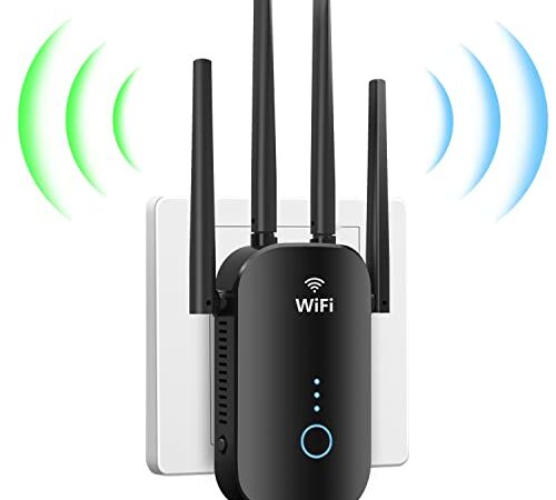 Repetidor WiFi, 1200Mbps Amplificador WiFi Banda Dual 5GHz y 2.4GHz Extensor de WiFi con 4x3dBi Antena, Puerto WAN/LAN, Repetidor WiFi Largo Alcance Apoyo Modo Repetidores/Router/Ap, Fácil Configurar