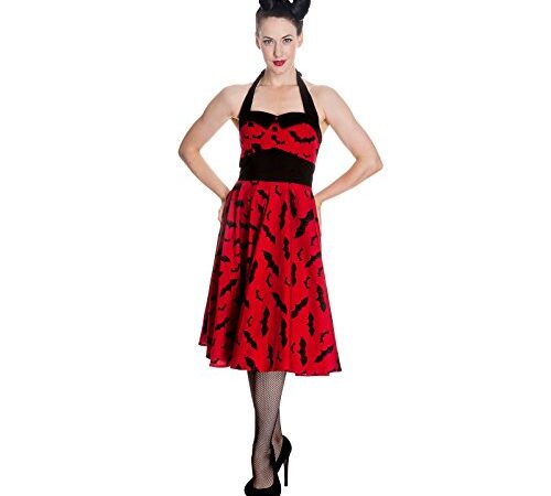 Rockabilly de Los Años 50 Vestido de Murciélago Infierno Bunny Halter Rojo Marca de balanceo Bienes - S