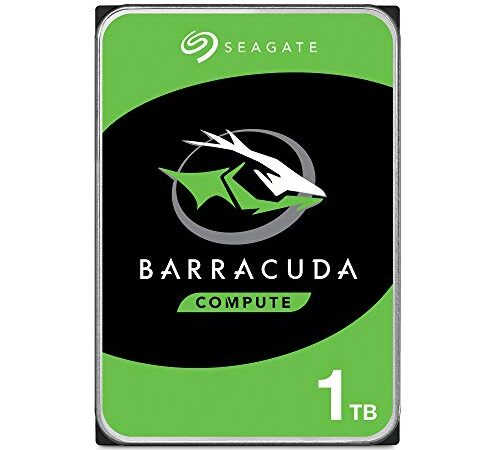 Seagate Technology BarraCuda, 1 TB, Disco duro interno, HDD, 3.5", SATA 6 GB/s, 7200 RPM, caché de 64 MB para ordenador de sobremesa y PC, Paquete Abre-fácil, Color Plata (ST1000DMZ10)