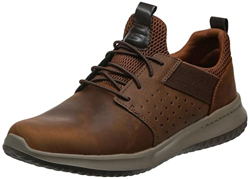 Skechers Delson Axton, Zapatos de Cordones Oxford Hombre, Dark Brown, 42 EU