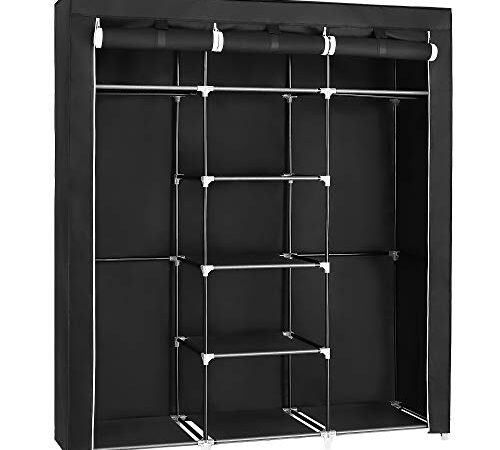 SONGMICS Armario Closet organizador Textil Plegable Color Negro 175 x 150 x 45 cm RYG12B