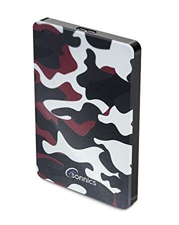 Sonnics Disco duro externo portátil de camuflaje rojo de 1 TB USB 3.0 velocidad de transferencia súper rápida para uso con Windows PC, Apple Mac, Smart TV, Xbox One y PS4 edición especial