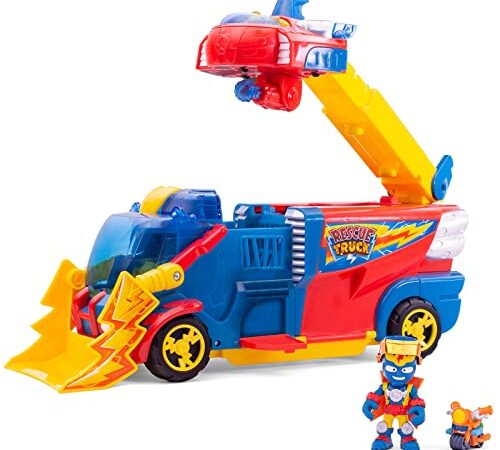 SUPERTHINGS Rescue Truck – Camión de Rescate de SuperThings con Escalera y Nave. Incluye 1 Kazoom Kid y 1 SuperThing Exclusivo. Tiene Luces y Sonidos Variados