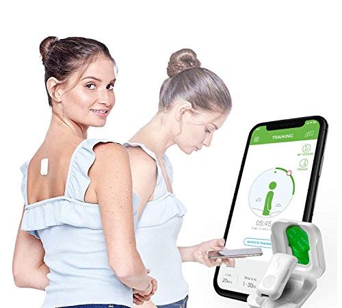 Upright GO 2 Dispositivo Corrector y Entrenador de Postura para Espalda Recta Crecimiento Personal con Aplicación iOS/Android y un Pack de Adhesivos Hipoalergénicos