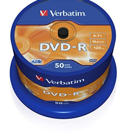 Verbatim VE43548 - DVD-R vírgenes (50 unidades), color plateado