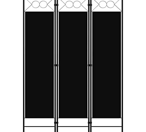 vidaXL Biombo Divisor de 3 Paneles de Pie Plegable Separador Habitación Dormitorio Estancia Decoración Partición Privacidad Negro 120x180 cm