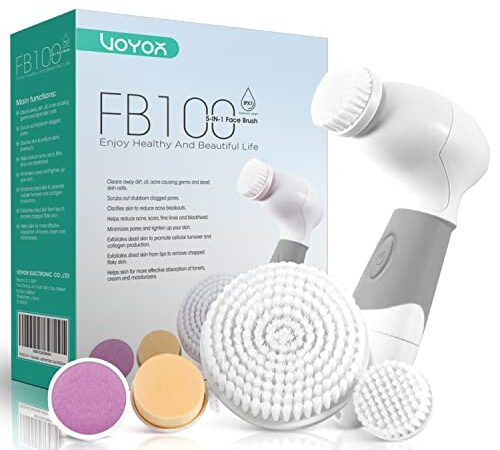 VOYOR 5 En 1 Cepillo Limpiador Facial Electrico Limpieza Facial Minimizador de Poros Removedor de Piel Muerta Cepillo Removedor de Maquillaje Cepillo Limpiador Corporal FB100