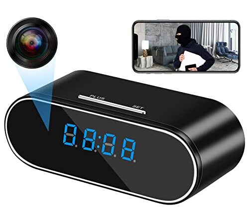 1080P Wifi Mini Camara Espia Oculta Reloj Camaras De Vigilancia Sin Cables Camara Seguridad Camara Vigilancia Bebe Cámara Espía Invisible VisióN Nocturna De 140 Ángulos DeteccióN De Movimiento