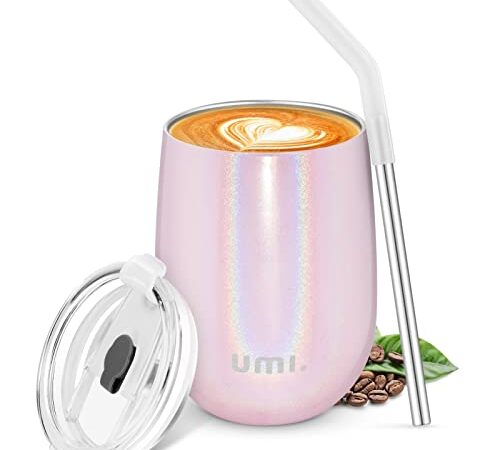 Amazon Brand-Umi Termo Cafe, Taza Térmica de Viaje Reutilizable, Vaso Termico Cafe para Bebidas Frías y Calientes, doble pared de Acero Inoxidable sin BPA y Fácil de Limpiar(360ml rosado)