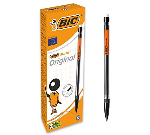 BIC Matic Original 0.7 mm HB Portaminas Automáticos - Colores surtidos, Caja de 12 Unidades, Multicolor