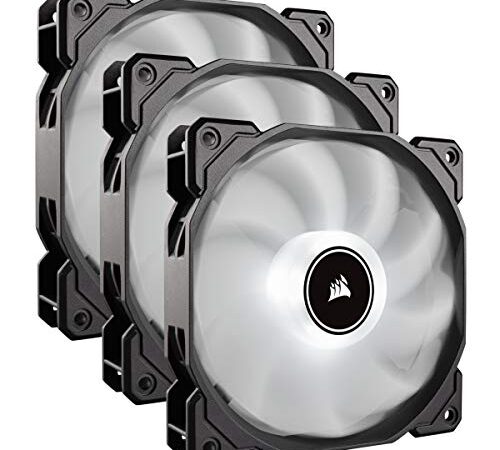 Corsair AF120, Air Series LED - Paquete de 3 ventiladores de refrigeración silencioso de 120 mm, color blanco - 3 pines