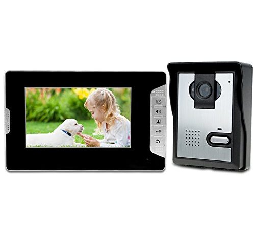 LIBO Videoportero Kit Cableado Audio 7" Impermeable Digital HD Monitor Visión Nocturna IR Cámara para Sistema de Entrada de Puerta de Casa