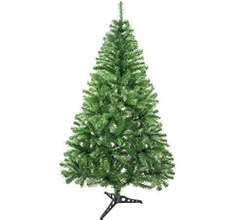 Solagua Árbol de Navidad Artificial Abeto de Hoja Espumillón 120-210cm Arboles C/Soporte Plástico (Verde Brillo, 120cm 184Tips)