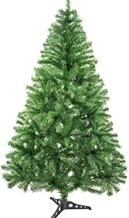 Solagua Árbol de Navidad Artificial Abeto de Hoja Espumillón 120-210cm Arboles C/Soporte (Verde Brillo, 120cm 184Tips)