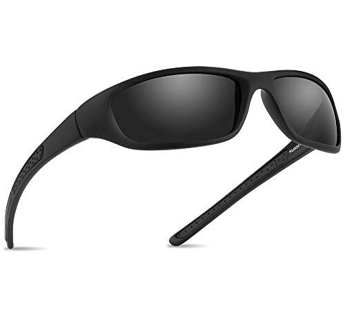 Vimbloom Hombre Gafas de sol deportivas polarizadas para béisbol, atletismo, pesca, ciclismo, golf VI367 (Negro mate)